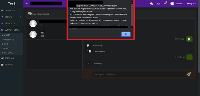 XSS payload used to escalate to a full account takeover